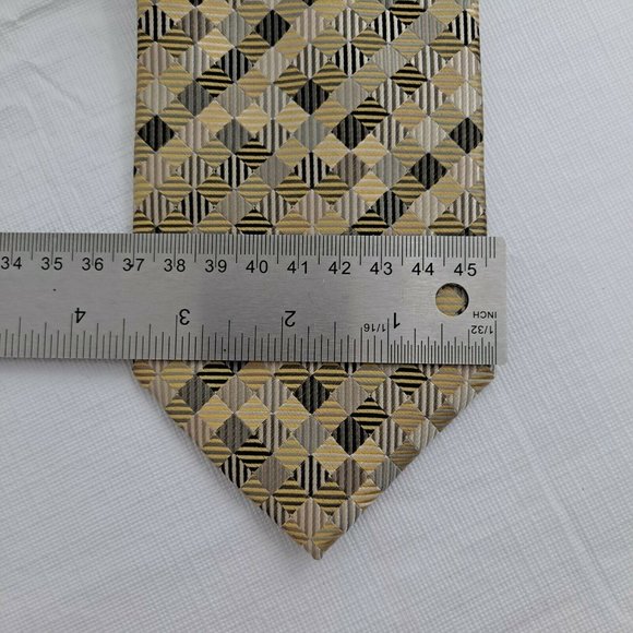 Men's Neck Tie 3.5 Inch Gold Yellow Green Silver necktie Giorgio Brutini - Picture 8 of 8